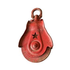 Vintage Cast Iron Pulley Wood Wheel Star Rustic Farmhouse Decor Starline‎